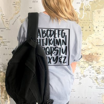 DIY alphabet tee shirt using free SVG file