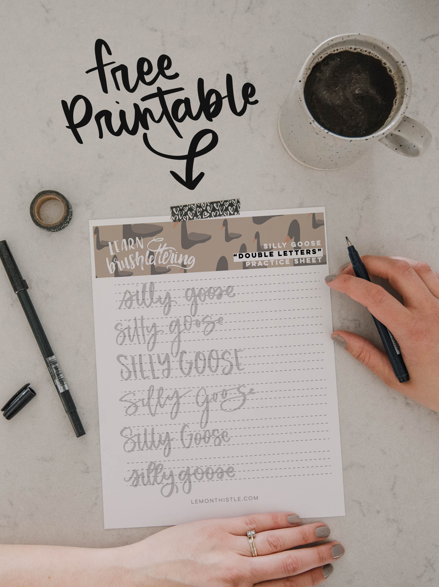 Double Letters Practice Sheet for Hand Lettering