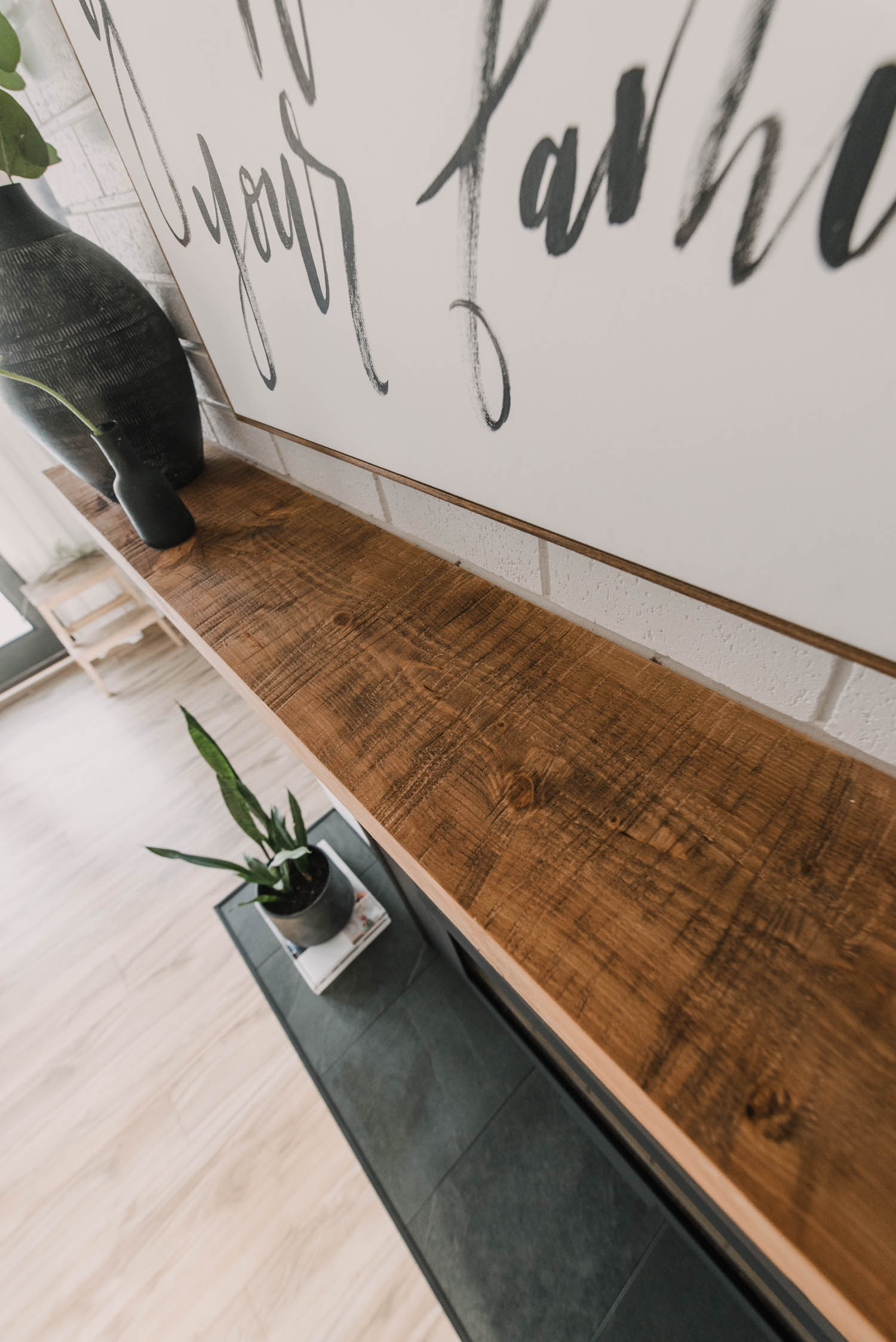 early american stain on white pine- Cut marks on rustic wooden mantel