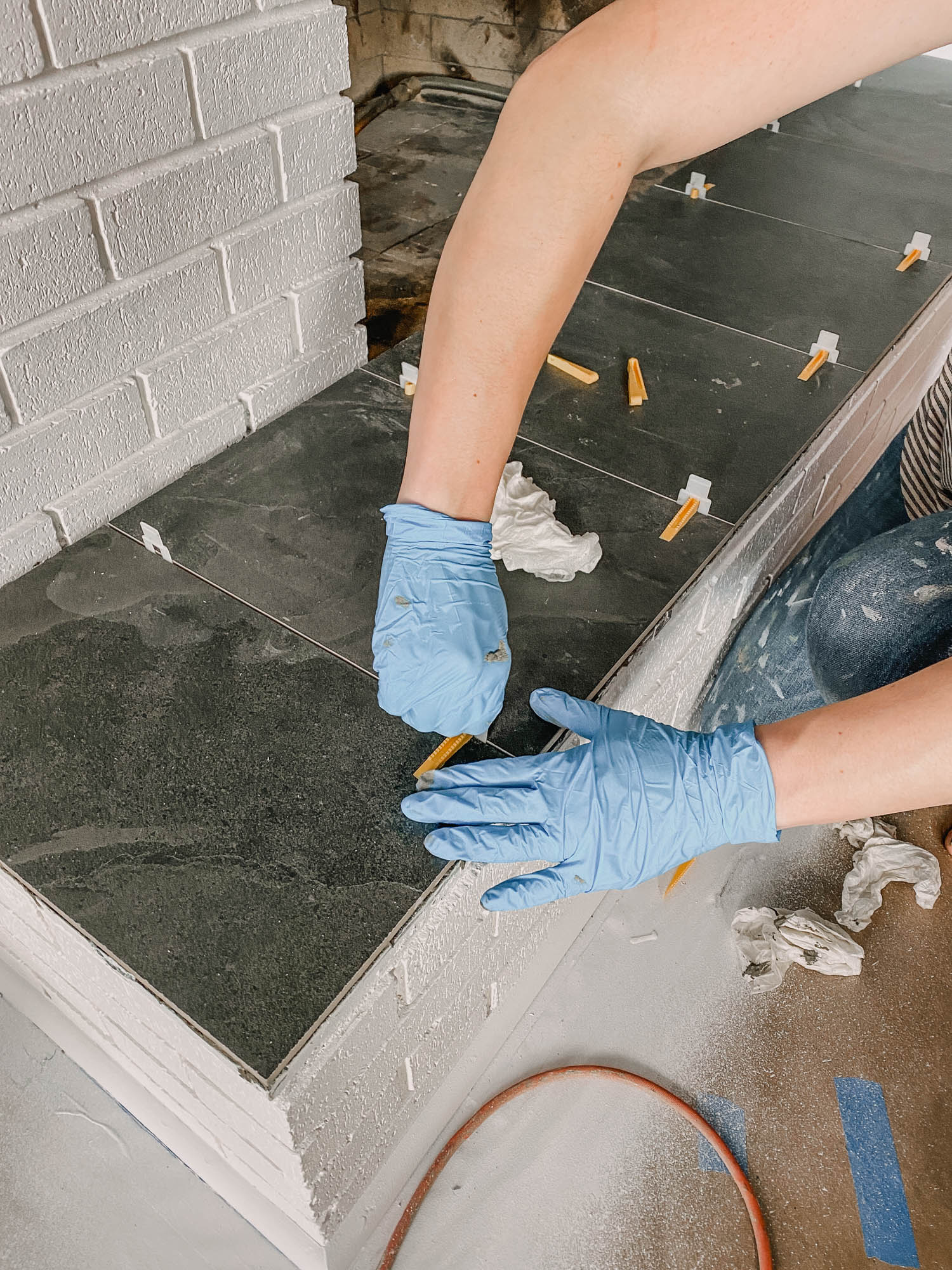 How to tile over a marble hearth