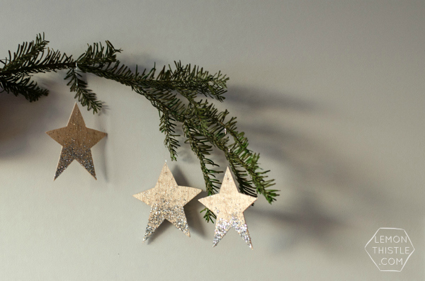 DIY Glittered Wooden Star Ornaments