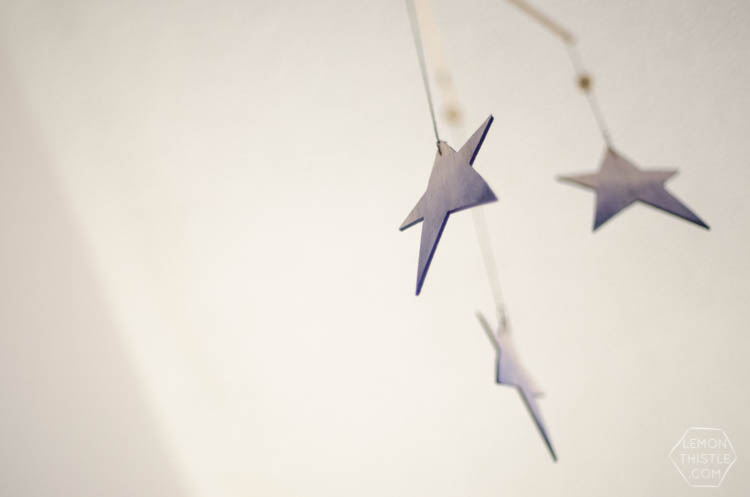 DIY Watercolor Wooden Stars Mobile for a Nursery- So Dreamy!